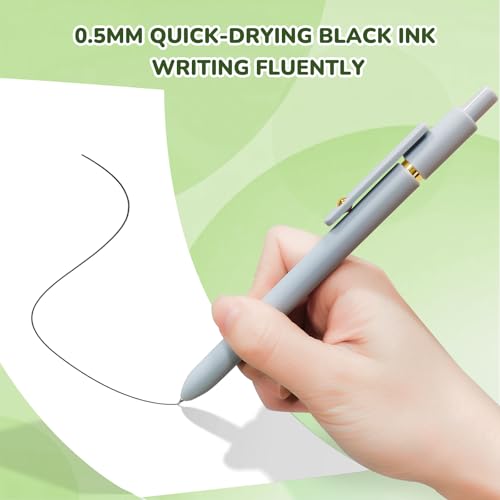 UIXJODO Gel Pens, 6 Pcs Black Ink Pens for Women, 0.5mm Fine Point Smooth Writing Pens, High-End Series Retractable Pens for Journaling Note Taking (6 Pcs Gold Morandi) - Thumbnail 3