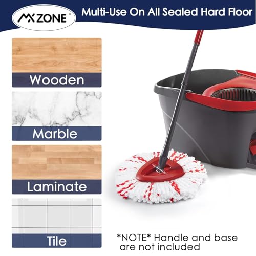 MXZONE Spin Mop Replacement Heads Compatible with O-Cedar EasyWring 1-Tank System - Microfiber Mop Head Refills for Deep Floor Cleaning, Scrub Pad for Tile Hardwood Kitchen, 2 Pack - Thumbnail 7