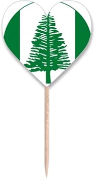 Norfolk Island National Emblem Toothpick Flags Heart Lable Cupcake Picks