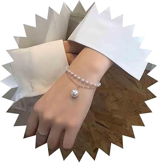 Kalka Traders Layered Pearl Hand Chain Bracelet, Gold Statement Satellite Pendant Harness, Boho Wrist Jewellery for Women