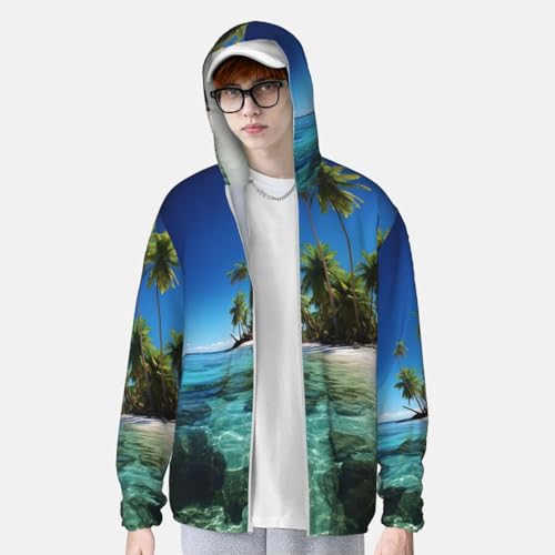 Chaqueta de protección solar para hombre UPF 50+ manga larga negra miniatura 3