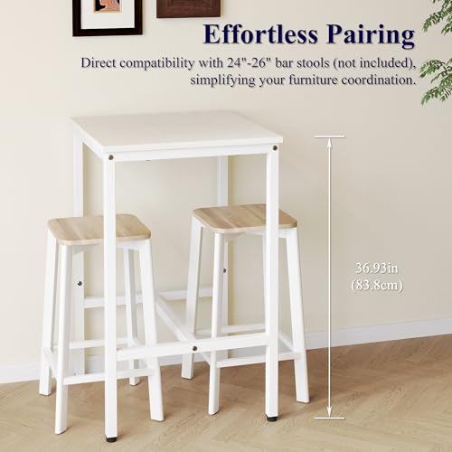 Lutown-Teen Square Bar Table, High Top Table - Industrial Metal Frame for Small Spaces & Narrow Kitchens, 23.6x23.6x36.9 in (LxWxH), Easy Assembly, White by Lutown-Teen - Used condition - Image 7