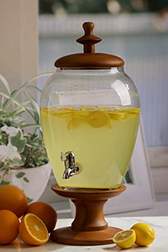 Circleware Wood Sun Tea Mason Jar Glass Beverage Dispenser With Stand & Lid Glassware Pitcher For Water, Juice, Beer Wine Liquor, Kombucha & Cold Drinks, Huge 357 Ounce Capacity, Wooden Style #TOP1