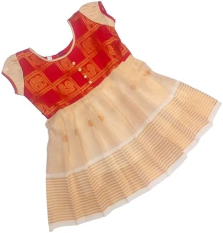 Baby Girl's Kerala Tissue Cotton Frock Pattu Pavadai LEHENGA CHOLI Chaniya Choli (0-5 Years)