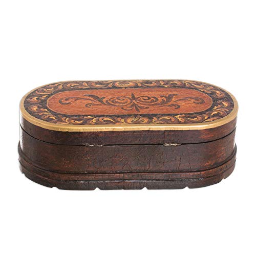 Novica Oval Floral Motif Wood Jewelry Box, Reminisce' #TOP2