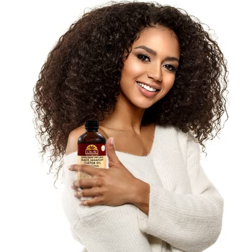 Okay | Extra Dark 100% Natural Black Jamaican Castor Oil | For All Hair Textures & Skin Types | Grow Strong, Healthy, Smooth And Thick Hair | With Vitamin E - Omega 6 & 9 | 4 Oz #TOP4