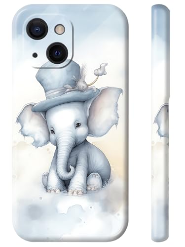for iPhone 13 Case Slim Lightweight Hard PC Shell Cover Cute Elephant Design Women Men Wireless Charging Anti-Scratch Shockproof Protective Phone Case for Apple iPhone 13 6.1" 2021