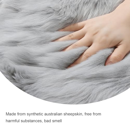 Fkewp Fuzzy Faux Fur Car Seat Cover, Fluffy Auto Front Seat Cushion Warm Protector with Backrest, Soft Plush Chair Cover Universal Interior Accessories for Car SUV Truck Van (Light Gray) by Fkewp - Used condition - Image 4