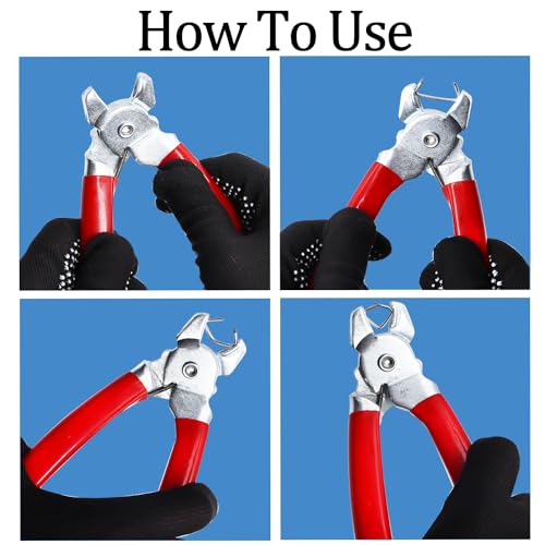 Image of 500 PCS Hog Rings with Bent Hog Ring Pliers Kit 1 inch 3 /4 inch 1 /2 inch 3 /8 inchGalvanized Hog Rings for Animal Pet Cages、Ropes、Bagging、DIY Craft、Furniture
