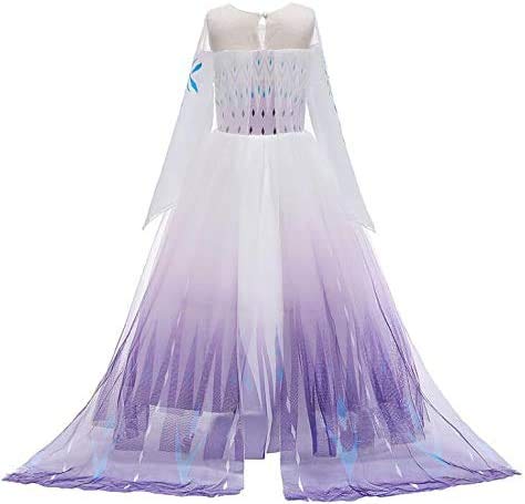 Eleasica Filles Cosplay Robe de Princesse Elsa Manches Longues Reine des Neiges Robe Longue Costume de Robe Bleu Chaude Doux Déguisements Partie Cérémonie Halloween Noël,Bleu,110