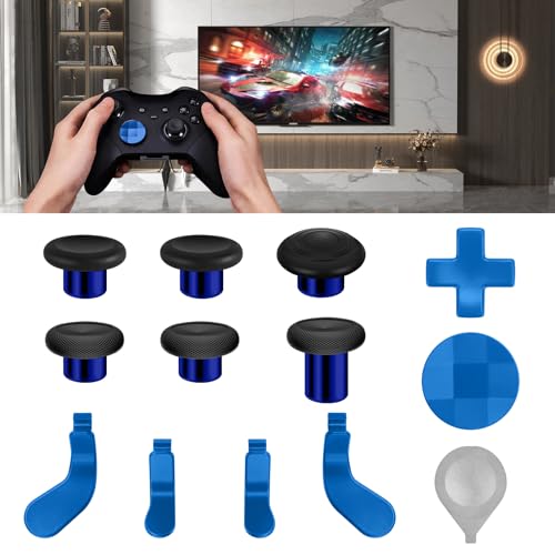 Metal Thumbsticks for Elite Series 2,EEEKit 13 in 1 D-Pads and Paddles Trigger Buttons Set,Gaming Controller (Model 1797) Accessory Replacement Parts for Xbox One Elite Series 2 Controller(Blue)