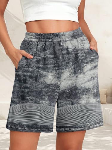 KISSMODA Women Bermuda Sweat Shorts High Waist Pockets Summer Lounge Workout Shorts — view 2