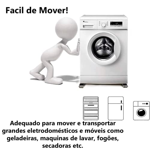 Base Suporte Com Rodinhas Para Geladeira, Fogão, Máquina de Lavar