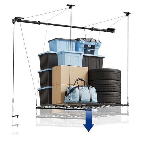 FLEXIMOUNTS Garage Ceiling Storage Rack 4x4 ft, 300lbs Load