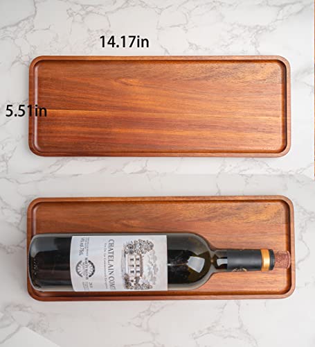 WLWNWFT Wooden Serving Platter Tray Set of 3 14.17x5.5in, Acacia Wood Serving Tray Boards Dessert Platter for Housewarming Serving Food Entertaining Party Kitchen Counter - Image 4
