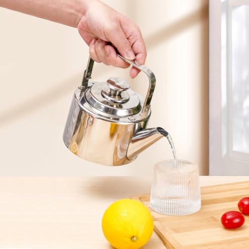 Edelstahl Teekanne mit Infusor, 1.5L Wasserkocher Für Gas- Und Induktionskochfelder
