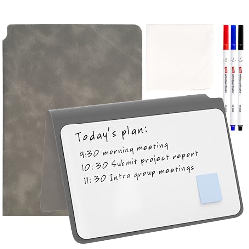Elezeal A5 Dry Erase Whiteboard, Portable Small Whiteboard Notebook Notepad, Reusable Mini White Boards with Erasable Marker for Office Business Writing Noting Planning (Grey-1 Pack)