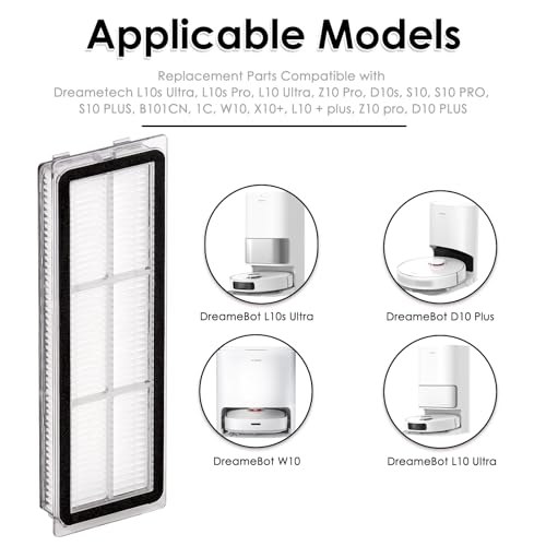 (4 peças) Filtro HEPA compatível com Dreametech L10s Ultra, L10s Pro, L10 Ultra, Z10 Pro, S10, S10 P