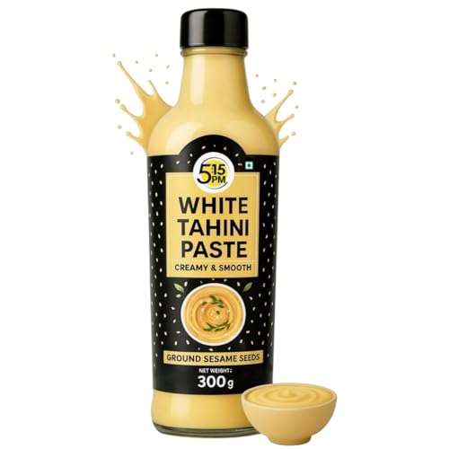 5:15PM Tahini Paste 300G | White Tahini For Hummus | Tahini Sauce | Ground Hulled Sesame Seeds Paste Smooth & Creamy Natural For Hummus, Baba Ghanoush, Salad Dressings And More