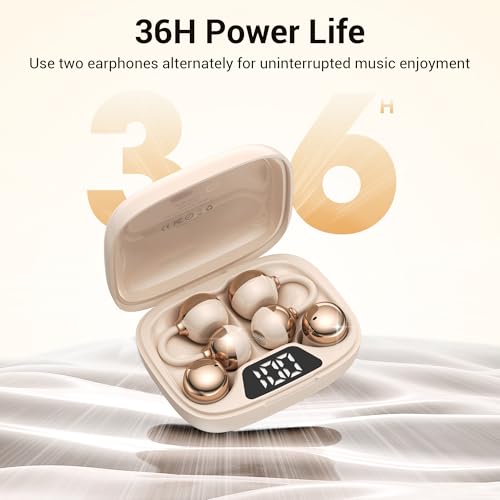 Image of 2-in-1 Wireless Earbuds Set, Open-Ear Clip & Mini Sleep Headphones, 36H Battery, Bass Sound, Ultra Comfortable, IPX5 Waterproof, Stylish for Work /Sport /Sleep