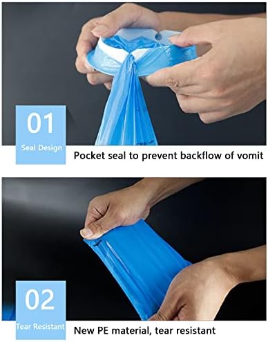 Vomit Bags 20 Pack Disposable Emesis Bags, 1000ml Prevent Backflow Tear Resistant Perfect for Morning Sickness,Kids,Pregnant Woman,Sick Bags for Car Travel