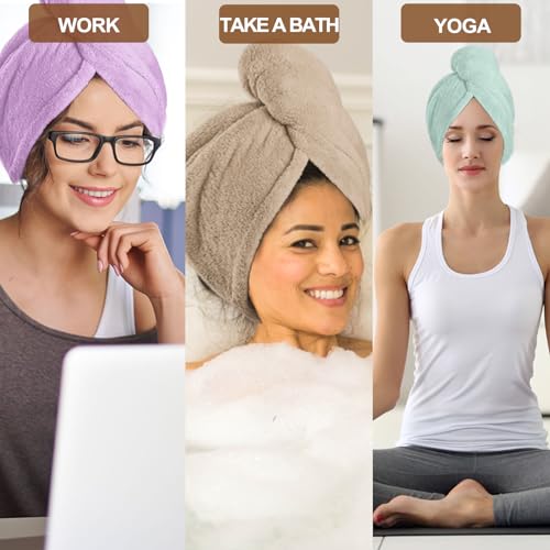 Pugnum Toalha de cabelo de microfibra, turbantes de cabelo super absorventes para cabelos molhados a