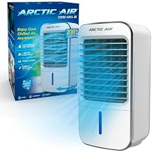 Arctic Air Turbo Chill XL Evaporative Air Cooler, Lightweight & Whisper Quiet, 3-Speed Cooling Fan with Mist Control, Oscillating & Adjustable Grill, Quick View Water Level