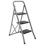 ZENY 3 Step Ladder Folding Step Stool with Wide Anti-Slip Pedal, Convenient Handgrip, Portable Steel Step Stool, 300 lbs Sturdy Steel Ladder for...