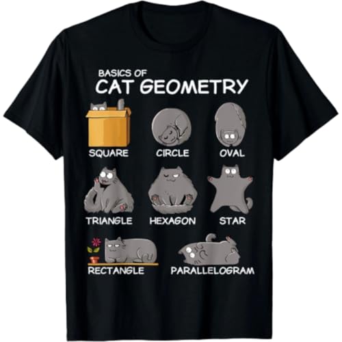 AWMZGMZ00 Cat Geometry Math Funny Cat Gifts for Cat Dad Cat Mom T-Shirt Black 3XL