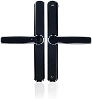 ZHYH Waterproof Aluminum Glass Door Lock Fingerprint Smart Door Lock European Mortise Electronic Door Lock for Home Hotel Apartment (Size : Left Outside)