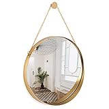 SNDEC Decorative Round Wall Mirror, 12'' Vintage Gold Wall Decor for Living Room Hook Offered, Wall...