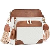 Sunpour Crossbody Purse for Women Vegan Leather Medium Crossbody Bag with Built-in RFID Wallet Mu...
