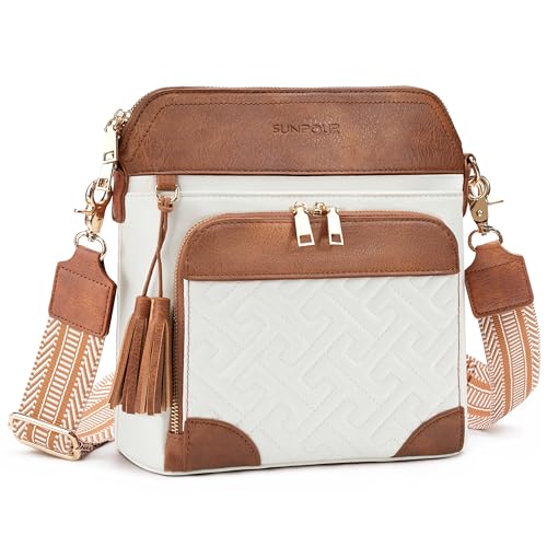 Image of Medium Crossbody Bag for Women with Built-In Wallet | Vegan Leather RFID Crossbody Bag for Travel,Women Shoulder Quilted Handbags with Tassel,Fits 11 inch iPad