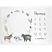 Lovable Gift Co Monthly Milestone Baby Blanket Personalized, Woodland Animals Wreath