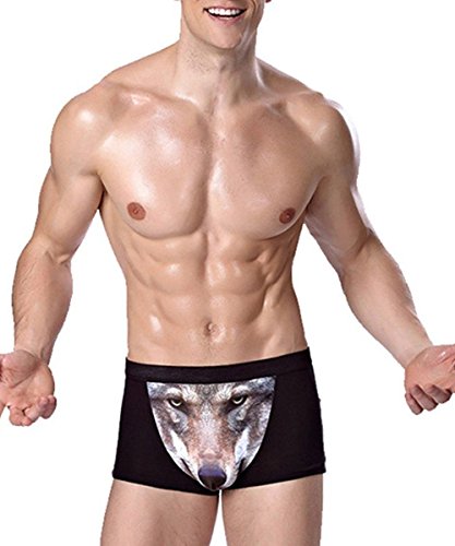 sandbank Men’s Boxer brief Breathable Modal Underwear 3D Wolf Boxers Trunk4