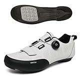 Mateju Fahrradschuhe Herren Damen Ohne klick, 36-47EU Fahrradschuhe Herren Damen mit Gummisohle rutschfeste Atmungsaktive No-Lock für Outdoor Radschuhe (R9908 Weiß,44)