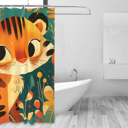 Rideau de douche imperméable anti-éclaboussures tigre moderne - 7