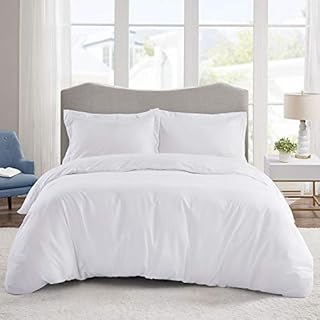 HIG 2 Piece Solid White Ultra Soft Plain Brushed Microfiber Duvet Cover Single(135 x 200cm) - Zipper Closure Design - Machine Washable - Hypoallergenic & Breathable Bedding Set with 1 Pillowcase