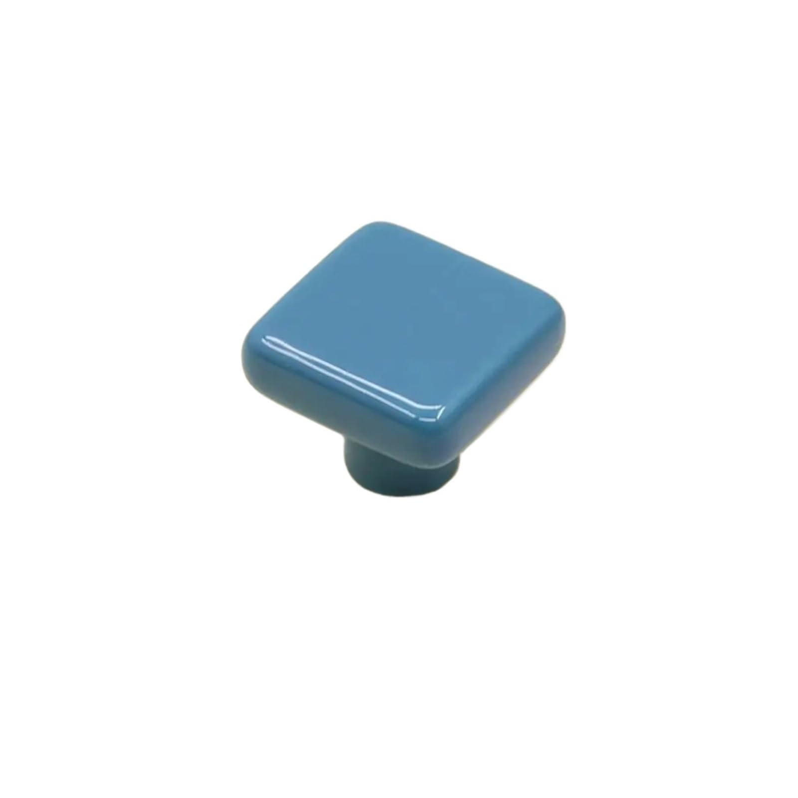 Wonjoxel Blue Ceramic Door Knobs 4Pcs Simplicity Single Hole Colored Ceramic Knob Pull Handles Drawer Knobs Modern Square Cabinet Wardrobe(Blue)