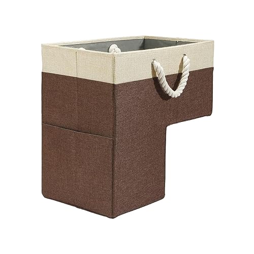 Baoblaze Treppen Organizer Korb, Treppenkorb mit Griff, Faltbarer L-förmiger Aufbewahrungskor, Modern Stair Basket, Stair Case Baskets, Treppenhaus Organizer für Wäsche, Spielzeug, Wohnkultur, BRAUN