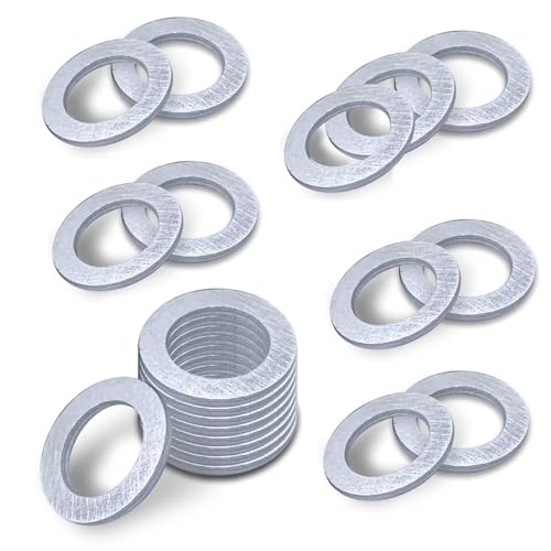 XIZAKEE 20 juntas de tapón de drenaje de aceite, sello de arandela de aleación de aluminio, tapón de cárter de aceite de motor a prueba de fugas reemplaza 9410914000, compatible con Honda (plateado)