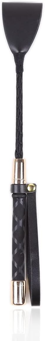 BaronHong Genuine Leather Riding Crop,Riding Crop Leather,Equestrian Whip,Crop for Horses,Black Riding Crop,Horseback Crop