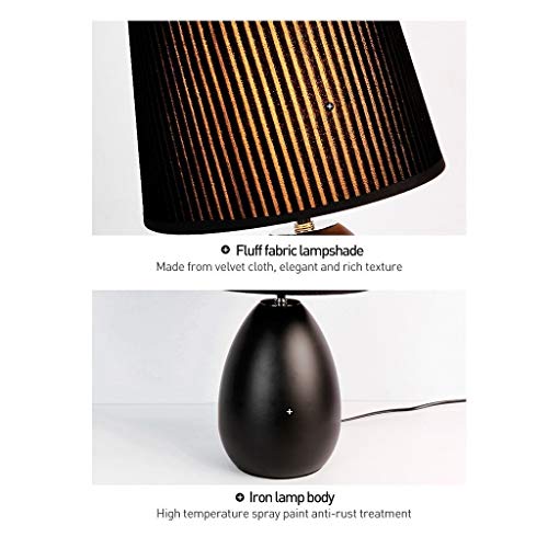Nightstand Lamp Bedside Table Lamp,Ceramic Bedroom Table Lamp,Push Button Switch,For Girls Room,Dorm Room, Lamp Shade Nightstand Lamp Bedside Lamp (Color : Button Switch Led Tri-Color Black) #TOP5