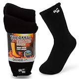 DG Hill (2pk) Kids Thermal Winter Socks Thick Insulated Heated Boot Socks for Cold Weather, Girls and Boys, Black