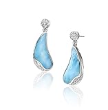 Natural Larimar - The blue beauty of the Caribbean with Sterling Silver Dangle Earrings