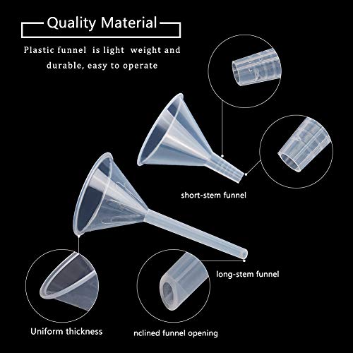 image for OLYCRAFT 7 Pack Plastic Hopper Long&Short Stem Plastic Funnels Hoppers