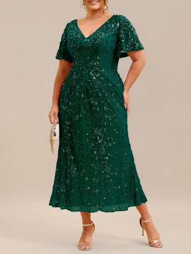 Image of Ever-Pretty Plus Women's Sequin Maxi Plus Size Formal Mother of Bride Dress