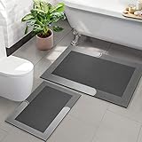 Kmson 2 Piece Bath Mat Set , Napa Skin Non Slip Ultra Soft and Super Absorbent Diatomite Bathroom Ru