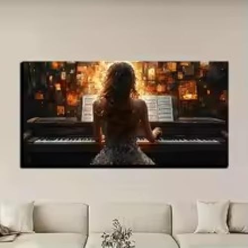 Peinture esthétique pianiste de dos tableau d'inspiration artistique et poétique
