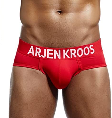 Arjen Kroos Men's Underwear Briefs Men Soft Cotton Underpants with Stretch WaistbandRedM/28.0-31.1 inch